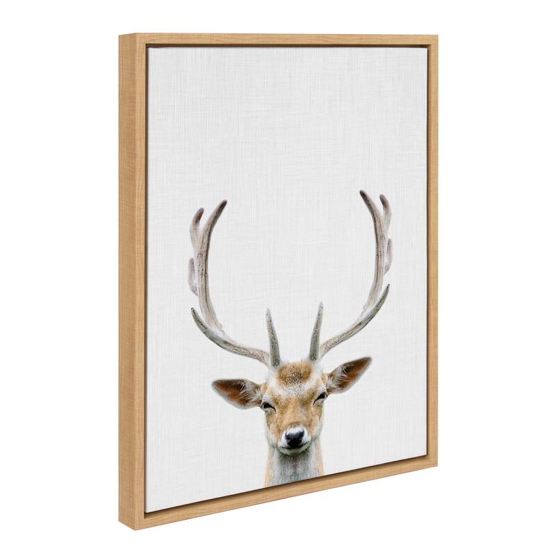 Kate and Laurel Sylvie Deer Color Framed Canvas by Simon Te - 18x24 - Natural