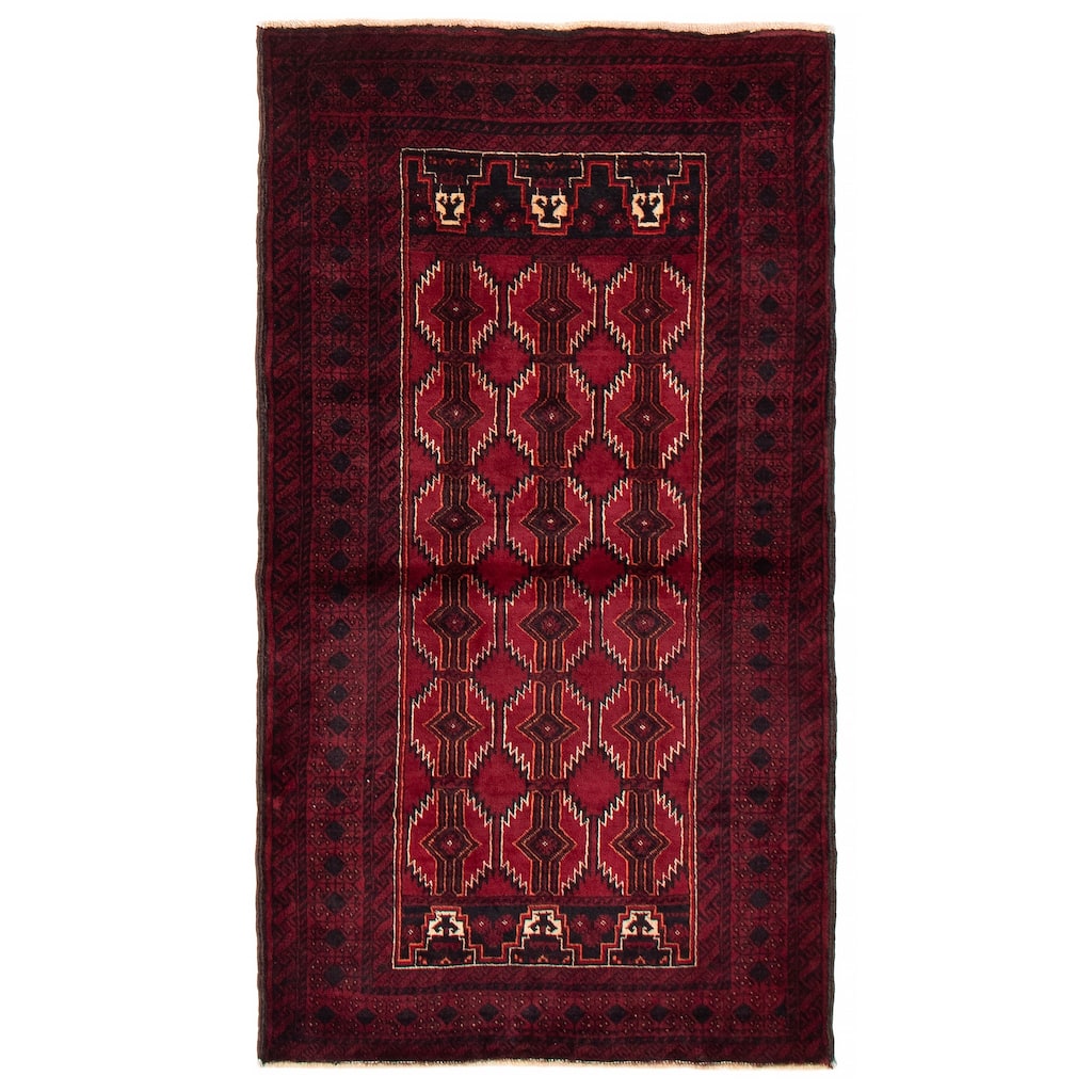 ECARPETGALLERY Hand-knotted Royal Baluch Red Wool Rug - 3'5 x 6'3