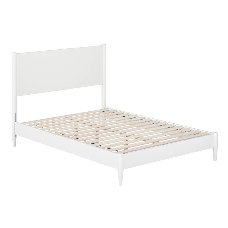 Solid Wood Low Profile Platform Bed - Full Size Bed Frame with Headboard - Modern Bedroom Furniture