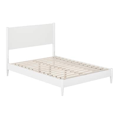 Solid Wood Low Profile Platform Bed - Full Size Bed Frame with Headboard - Modern Bedroom Furniture