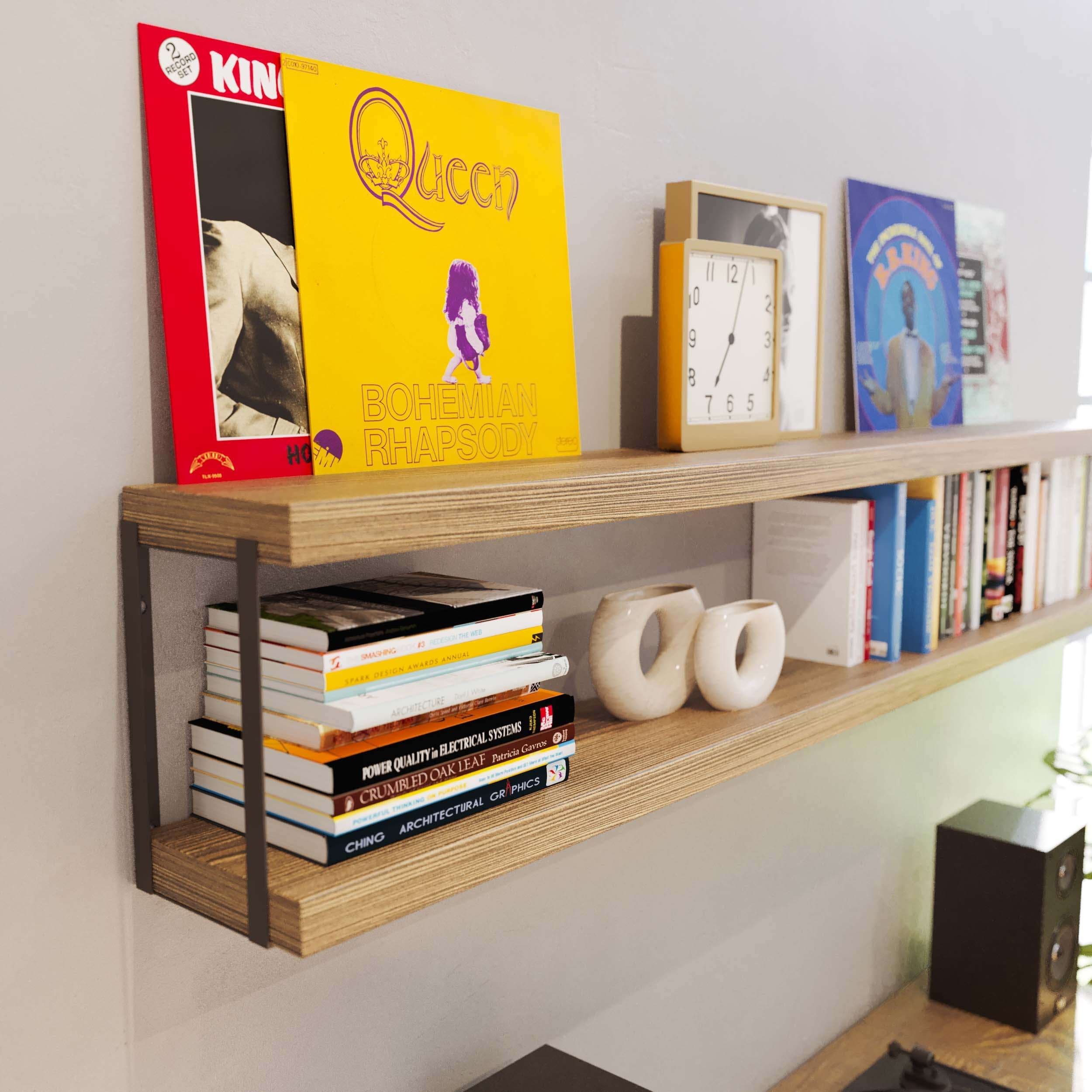 Wallniture Roca 60 inch Bookshelves Wall Mounted, Living Room Shelves, Floating Wood Shelf, Shelves for Wall Storage