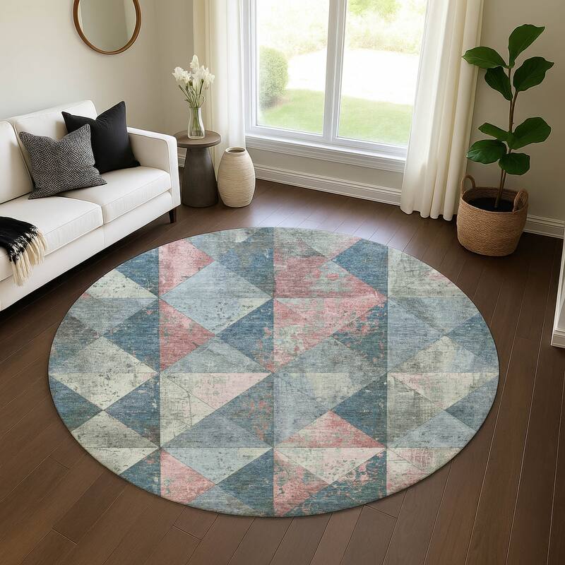 Premium Washable Super Soft Diamond Mosaic Mayfield Rug - Denim - 8' x 8'