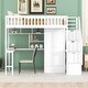 preview thumbnail 3 of 7, Twin Size Loft Bed Stairs Storage Bed with Bookshelf and Drawers, Desk & Wardrobe