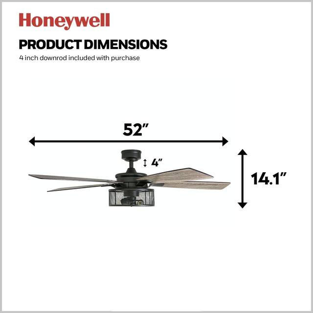 Honeywell Carnegie Black Mesh LED Ceiling Fan with Remote