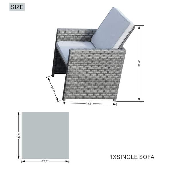 dimension image slide 2 of 3, 11-Piece Aluminum Wicker Patio Dining Set with Multifunctional Fire Pit Table