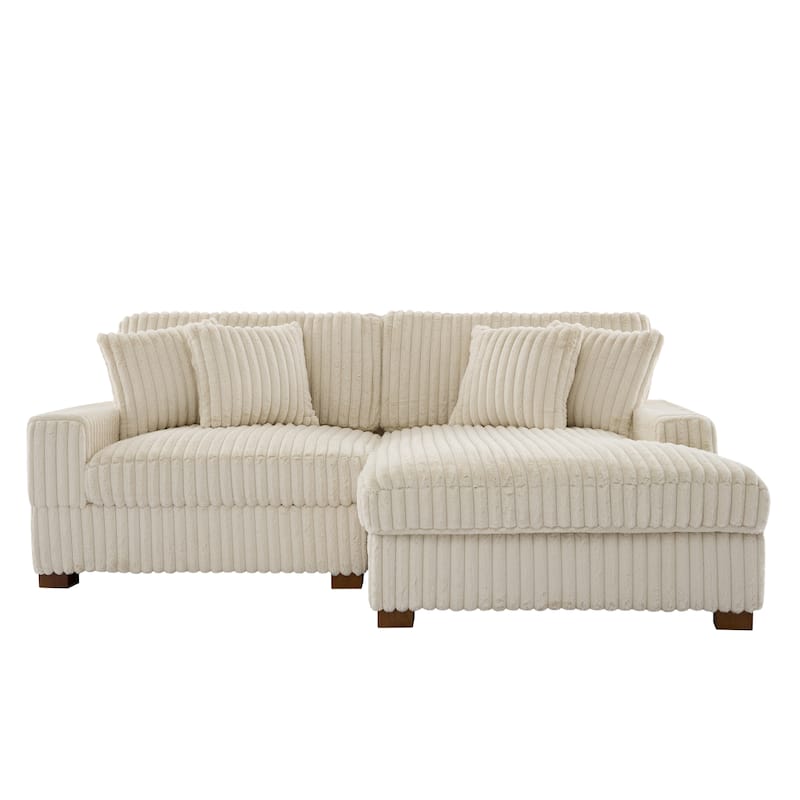 Anne 82" W Comfy Upholstered Plush Corduroy Modular Sectional Sofa