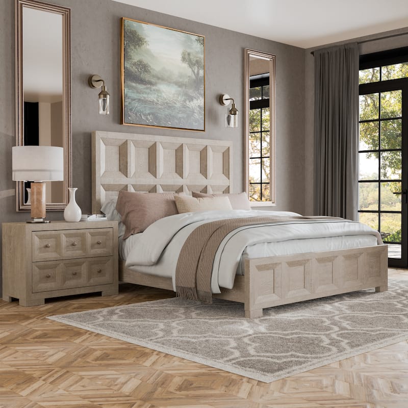 Furniture of America Durem Modern Classic 2-Piece Wood Panel Bedroom Set - Tawny - Queen