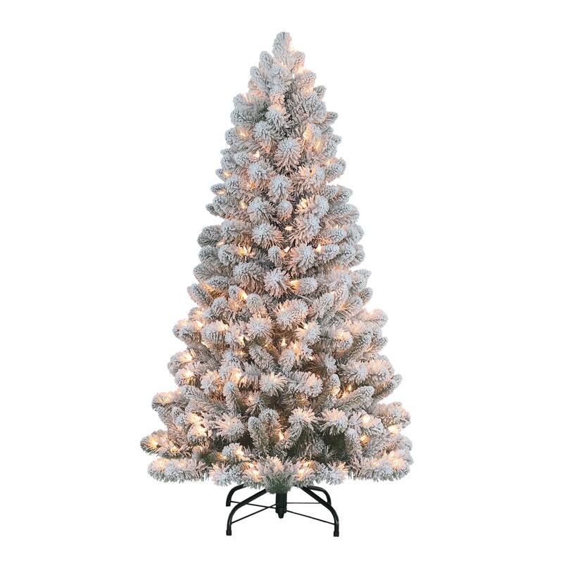 Puleo International Pre-Lit 4.5' Flocked Virginia Pine