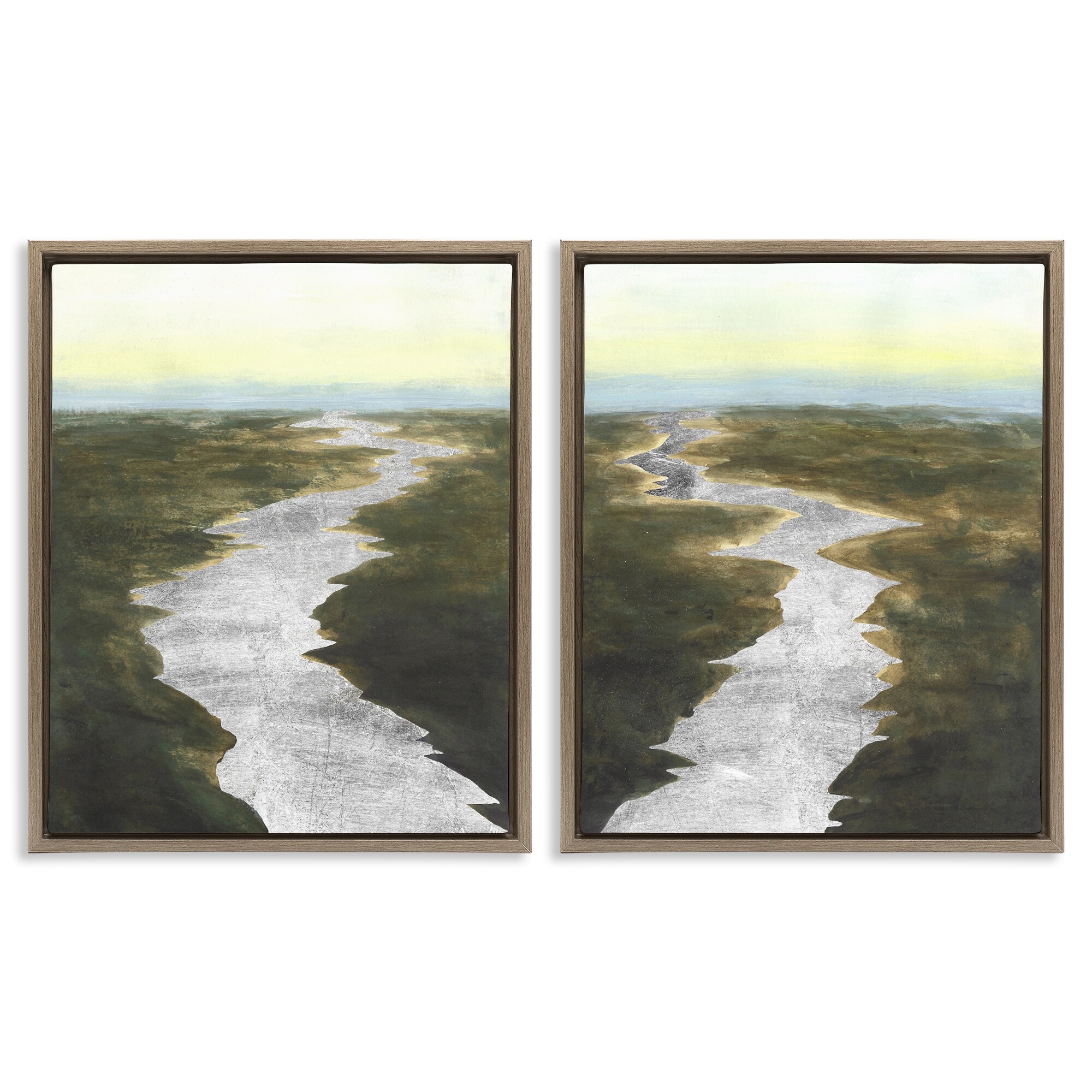 Stupell Silver River Meadow Landscape Framed Floater Canvas Wall Art Design By Michael Willett (Set of 2)