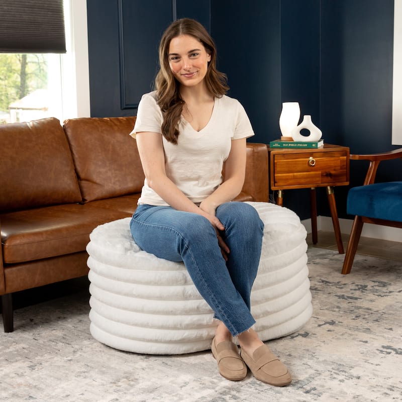 Jaxx Paran Pouf - Fluffy Faux Fur Ottoman for Modern Interior Design