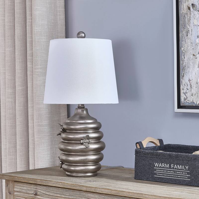 20"H Bronze Resin Honeycomb Table Lamp With Shade - 11" x 11" x 20"