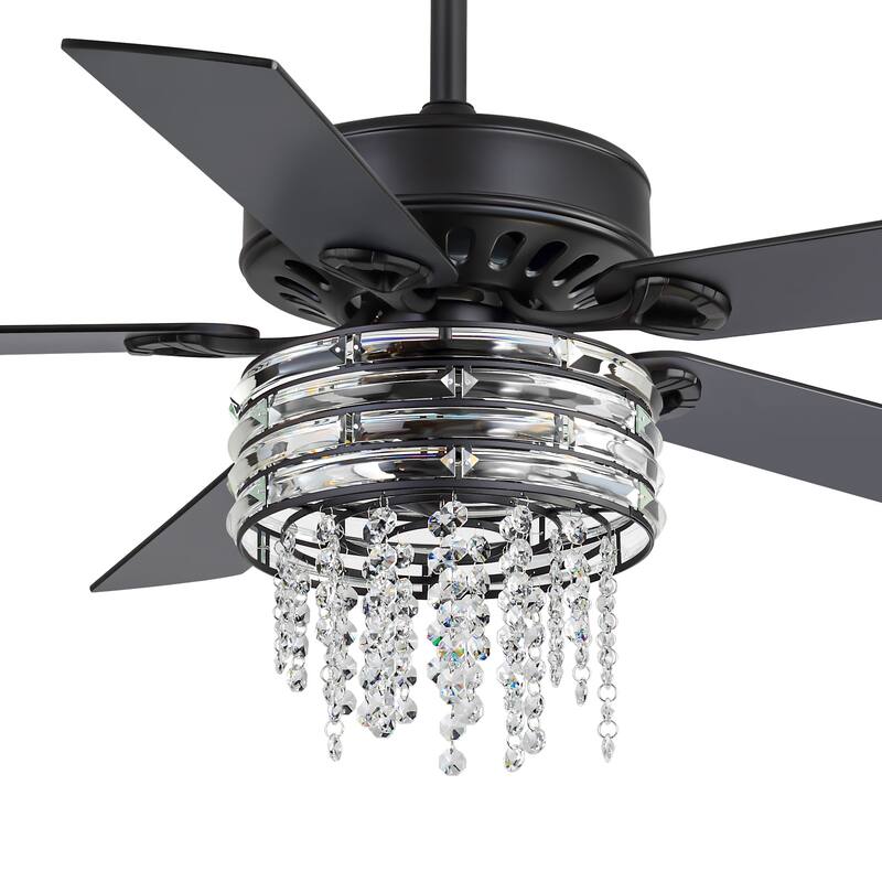52-inch Reversible 5-Blade Crystal Caged Ceiling Fan with Remote and Light Kit