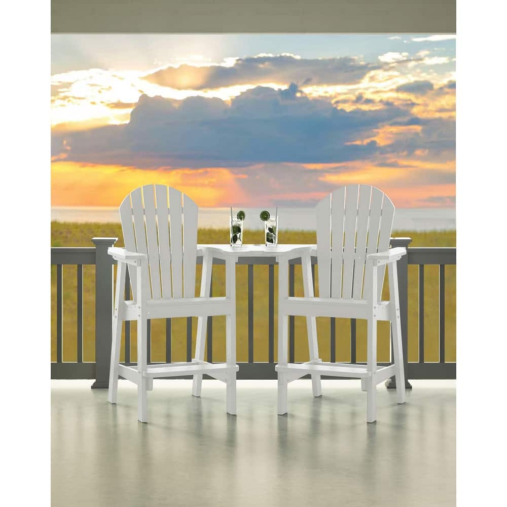 Rustic 2 Pieces Adirondack Chair Outdoor Barstools with Connecting Tray and Umbrella Hole