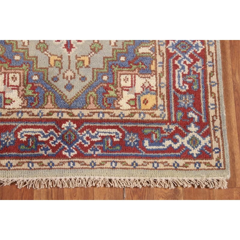 Geometric Heriz Serapi Foyer Rug Hand-Knotted Oriental Wool Carpet - 2'11"x 5'0"