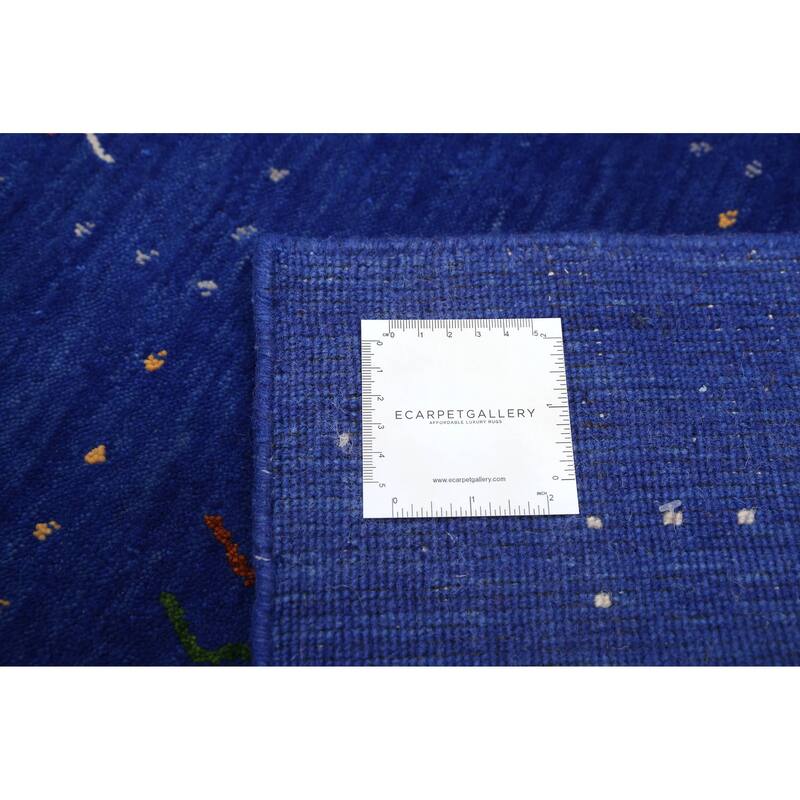 ECARPETGALLERY Hand Loomed Kashkuli Gabbeh Dark Blue Wool Rug - 5'4 x 7'8