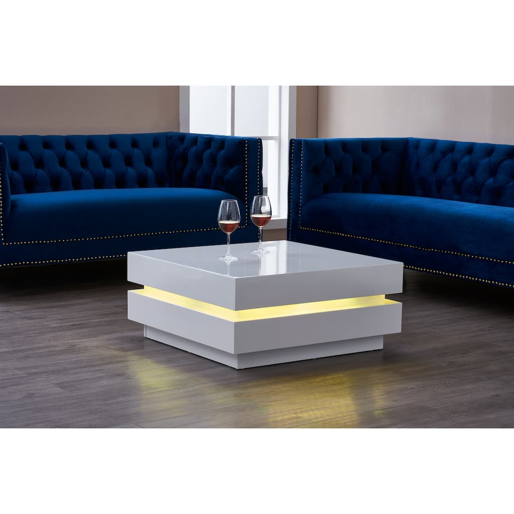 Artiva Modern Coffee Table, Remote Multi LED Light
