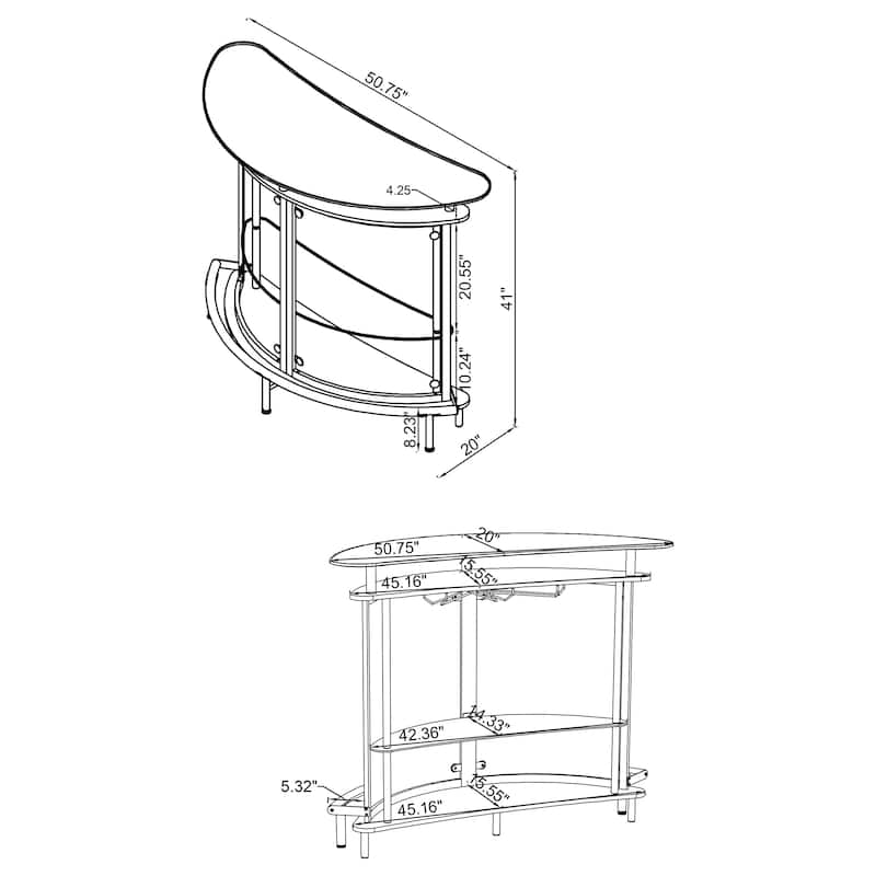 Amarillo Freestanding Glass Top Home Bar Wine Cabinet