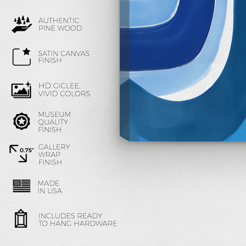 Wynwood Studio Canvas Abstract Greek Waves II Blue and Modern & Contemporary Wall Art Canvas Print