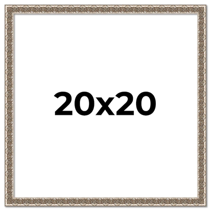 20x20 Frame Silver Versailles Ornate Solid Wood Picture Frame | 1 Inch