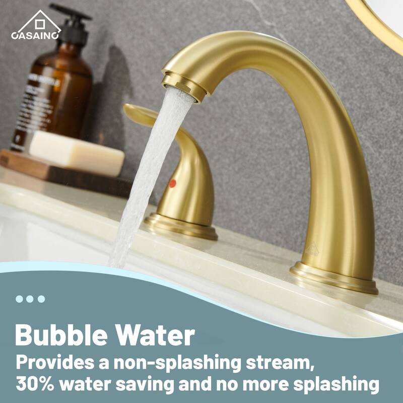8 in. Widespread Double Handle Bathroom Faucet with Drain Kit Included