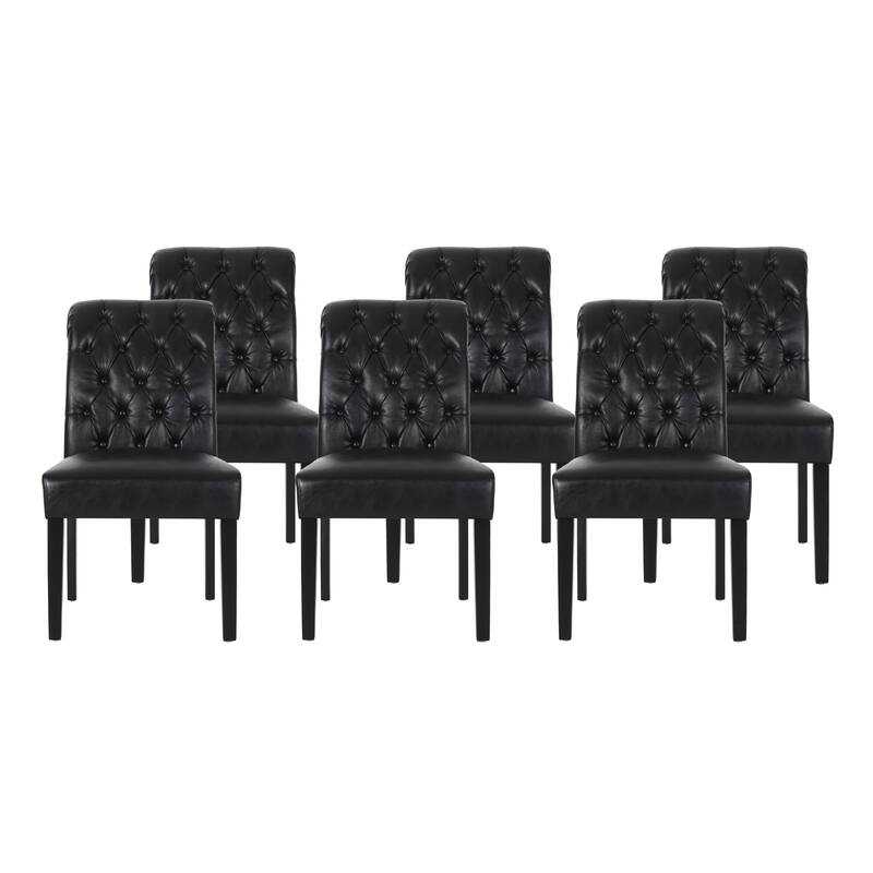 Elwood Tufted Rolltop Dining Chairs (Set of 6) by Christopher Knight Home