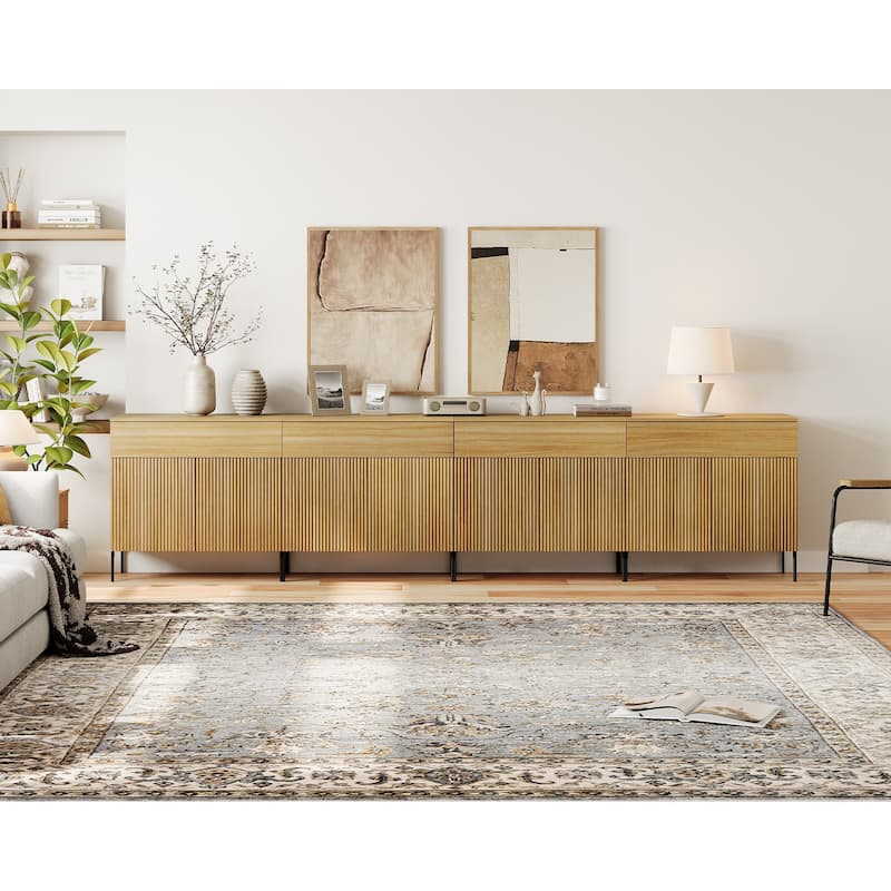 Modern Wood 31.5" Dresser With Reeded Design, Minimalist Dresser Organizer Storage - Oak - 4-drawer
