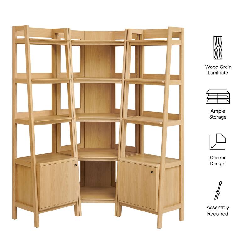 Bixby 3-piece Corner Bookshelf Set with Narrow Bookshelves