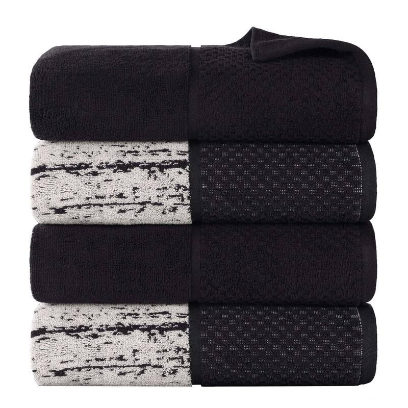 Superior Lodie Cotton Jacquard Solid and Two-Toned Bath Towel Set of 4
