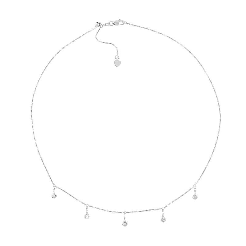 Marquee Jewels 14K Solid White Gold 1/6 CTW Diamond Bezel Drop Necklace