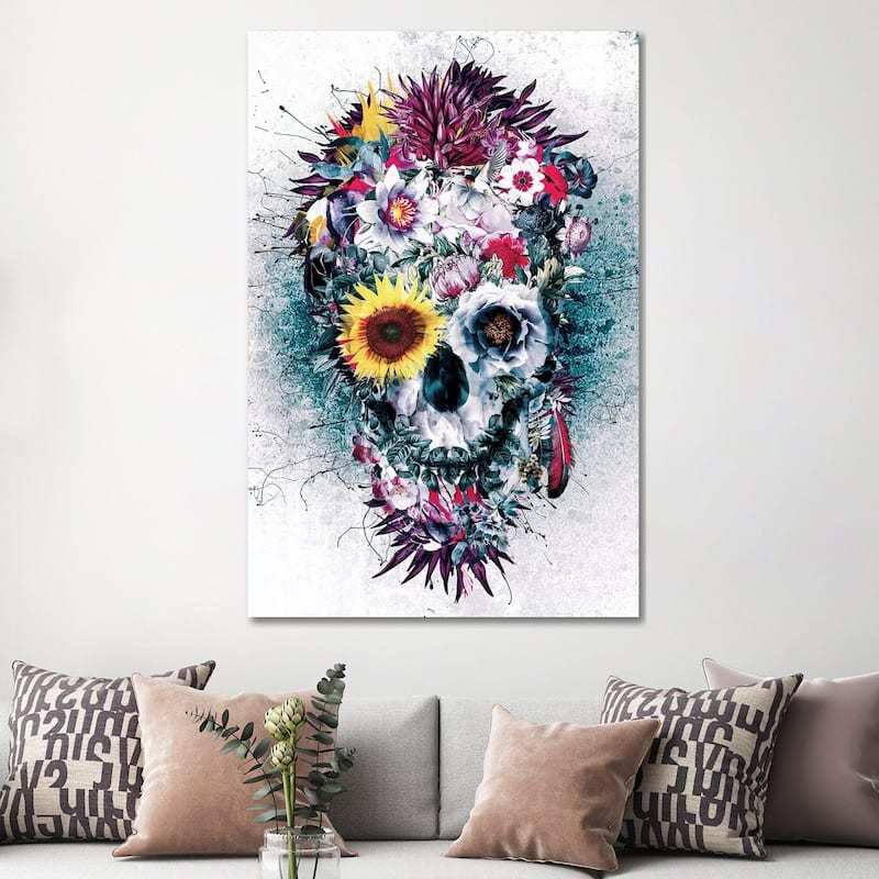 iCanvas "Skull Blue" by Riza Peker Canvas Print