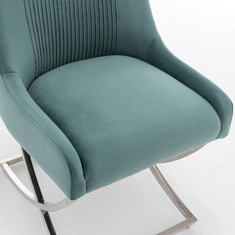 Modern Contempoary Velvet Dining Chair Set of 2 with Metal Frame Legs and Back Pull