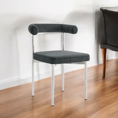 HomeRoots Set of Two Gray And Silver Upholstered Polyester Open Back Dining Side Chairs