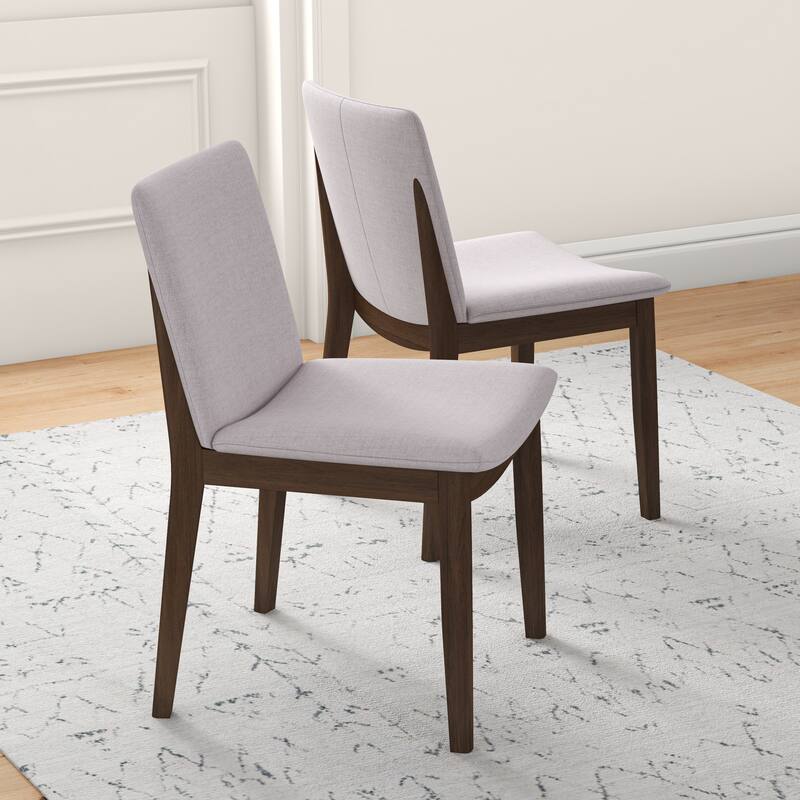 GDFStudio - Laura Mid-Century Modern Solid Wood Dining Chair Set with Upholstered Fabric, Set of 2 - 20" - Beige