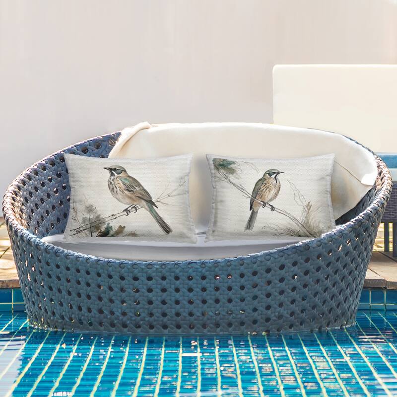 Stupell Sketched Birds on Branches Printed Outdoor Throw Pillow Design by LSR Creative Studio (Set of 2)