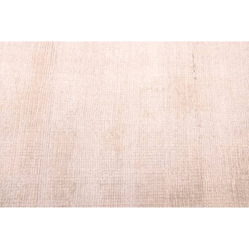 ECARPETGALLERY Hand Loomed Shimmer Ivory Viscose Rug - 6'6 x 9'7