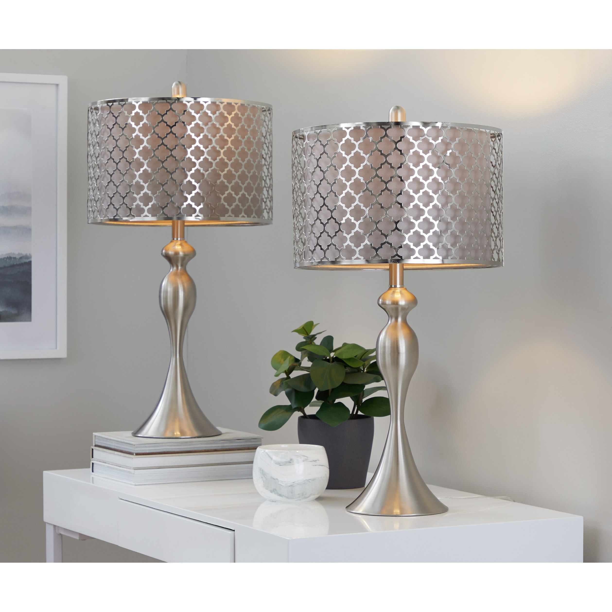 Ashland 27" Metal Table Lamp with Laser Cut Detail (Set of 2) - 27