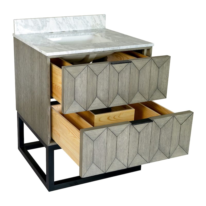 KitchenBathCollection Henley 30" Bathroom Vanity with Carrara Marble Top