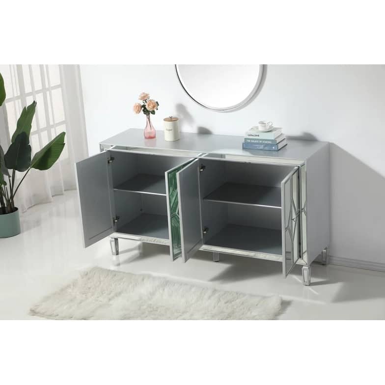 4-Door Mirrored Accent Cabinet