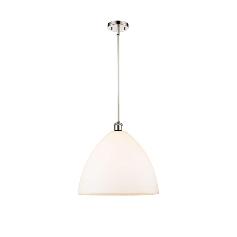 Innovations Lighting Bristol Glass 1 Light 16" Pendant - Polished Nickel/Matte White