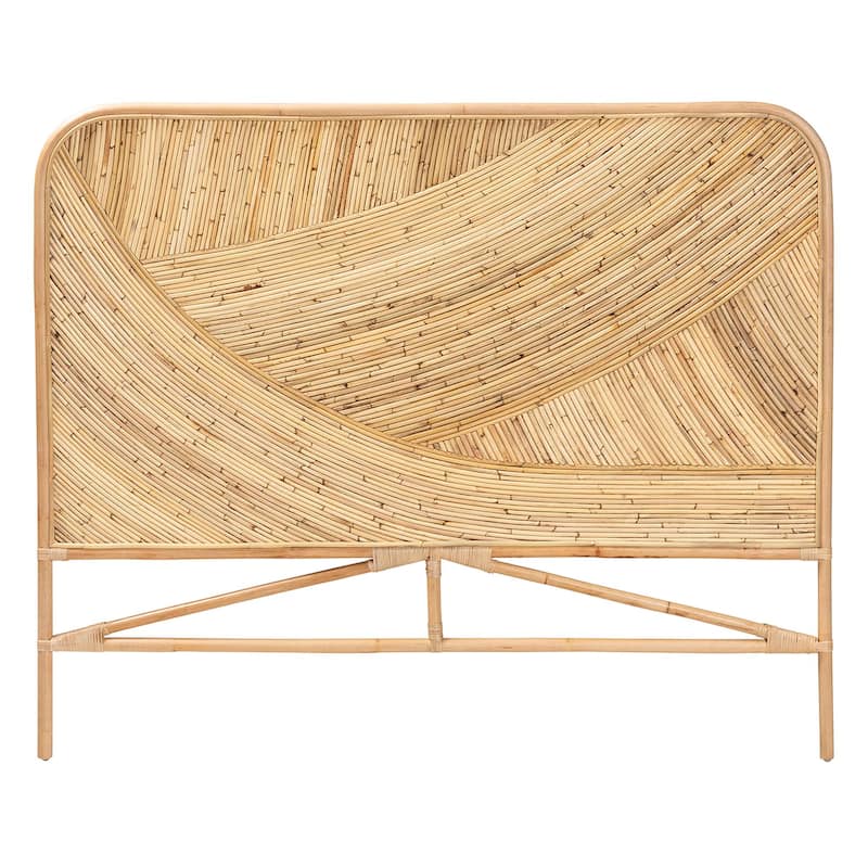 Delphi Modern Bohemian Natural Brown Rattan Queen Size Standalone Headboard