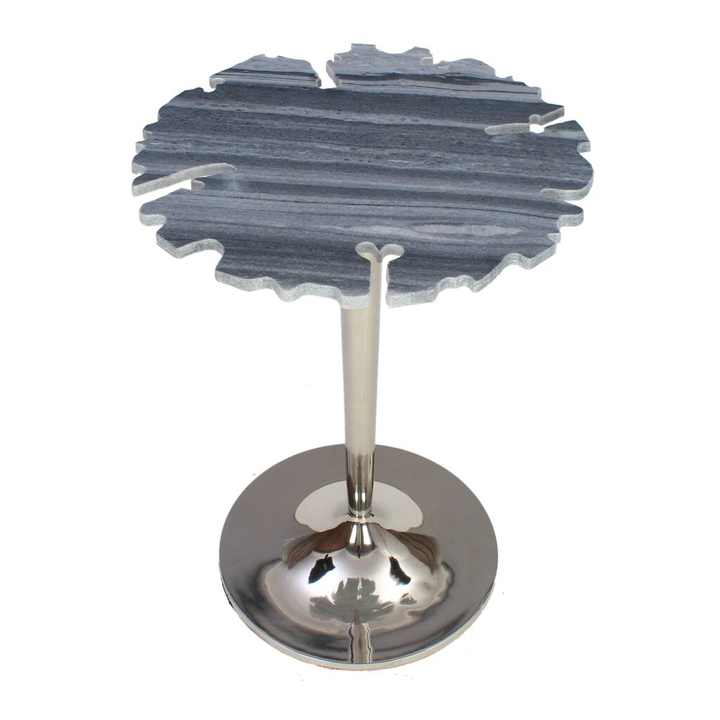 Somette Grey Stone & Polished Finish Accent Table