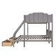 preview thumbnail 24 of 38, Simple Full Over Twin & Twin Triple Bunk Bed With Drawers and Guardrails
