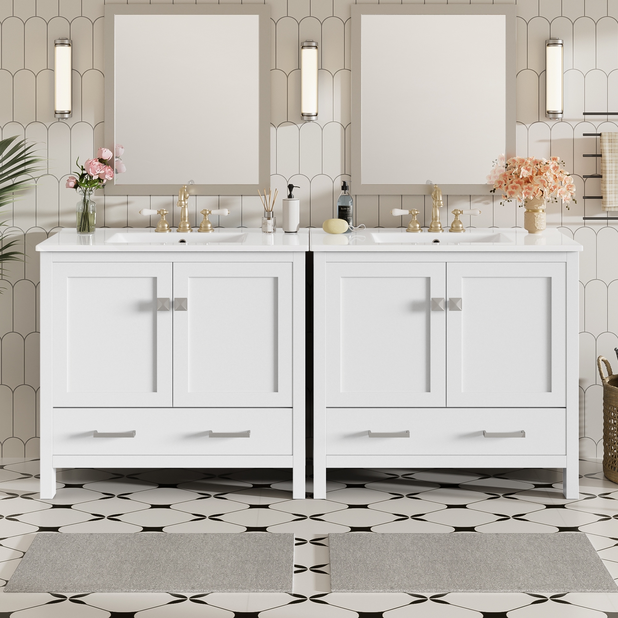 47.2" Modern Bathroom Vanity With SMC Resin Top – 2 Soft-Close Doors, 6 Drawers, Single Sink (Black)