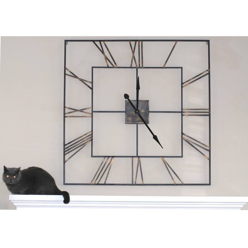 Oversized Mirage Square Metal Wall Clock 42" - N/A - Bronze/Gold