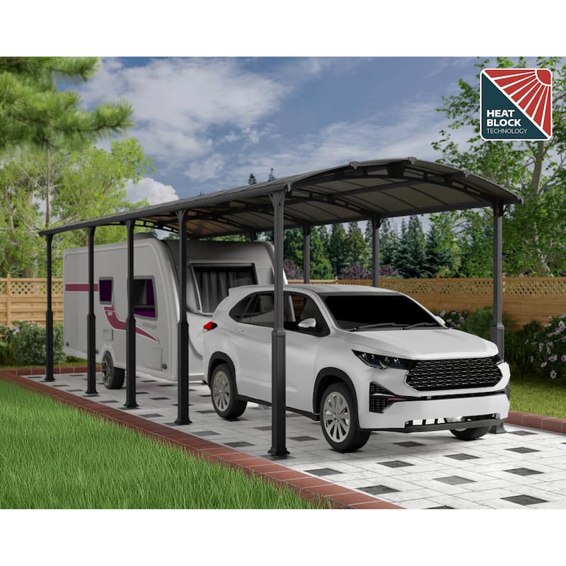 Alpine 12 ft. Gray RV Carport and Boat Shelter - 12 ft. x 35 ft.