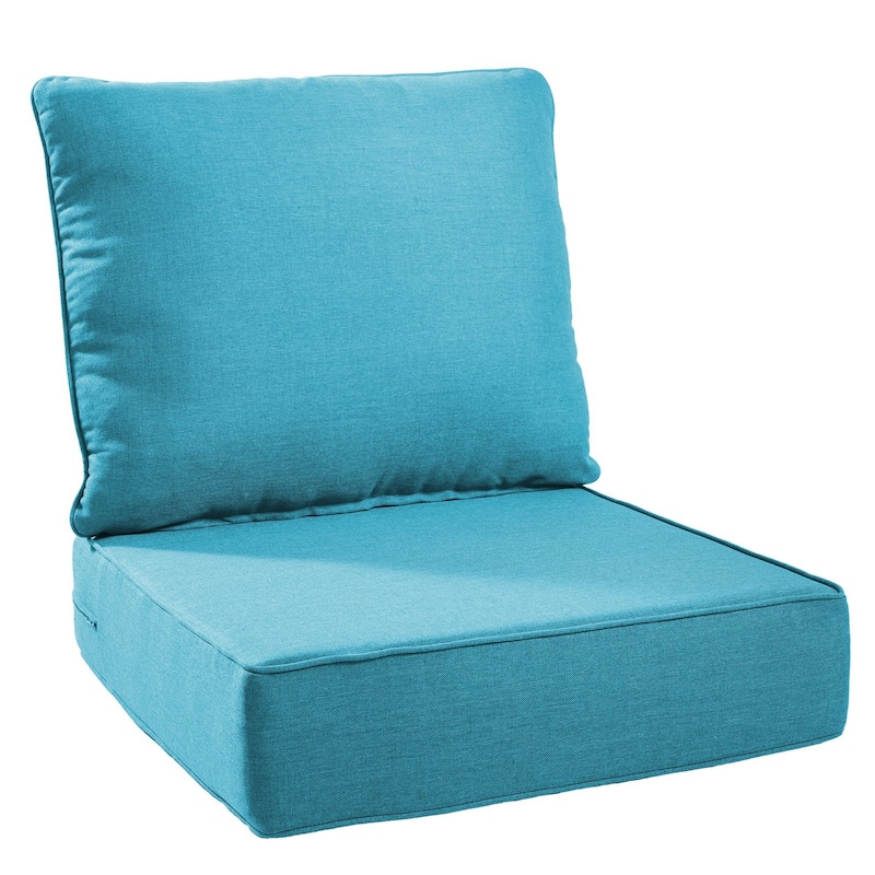 Gymojoy 24"x24"x6" Thick Cushions & Pillows Set - Deep Seat Indoor/Outdoor Water & Fade Resistant - Pale Blue - One Set