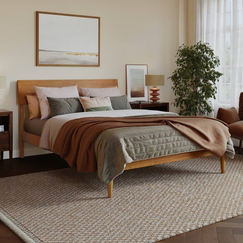 Bradford Platform Bed with Adjustable Headboard - Full - Light Toffee