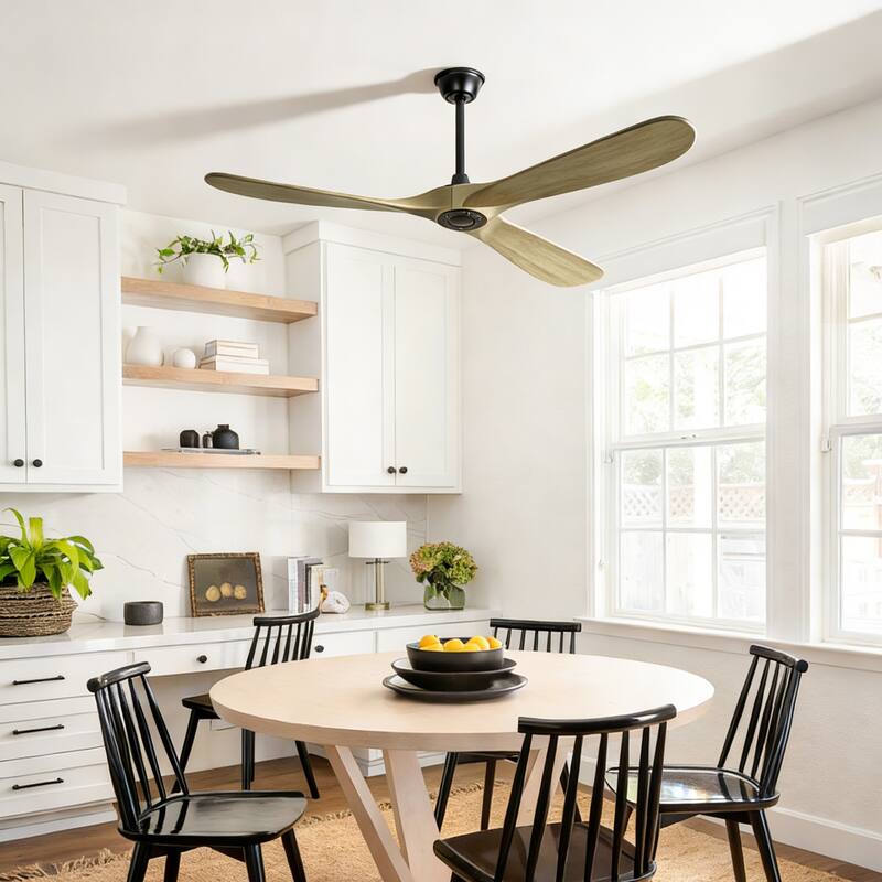 72"Large Size Solid Wood Ceiling Fan without Lights with Remote Control and Wall Switch, for Patio,Indoor,Living Room,Bedroom