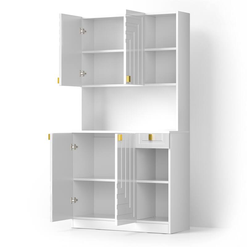 Meyreso Wood Tall Furniture - Kitchen Pantry Storage Cabinet with Doors