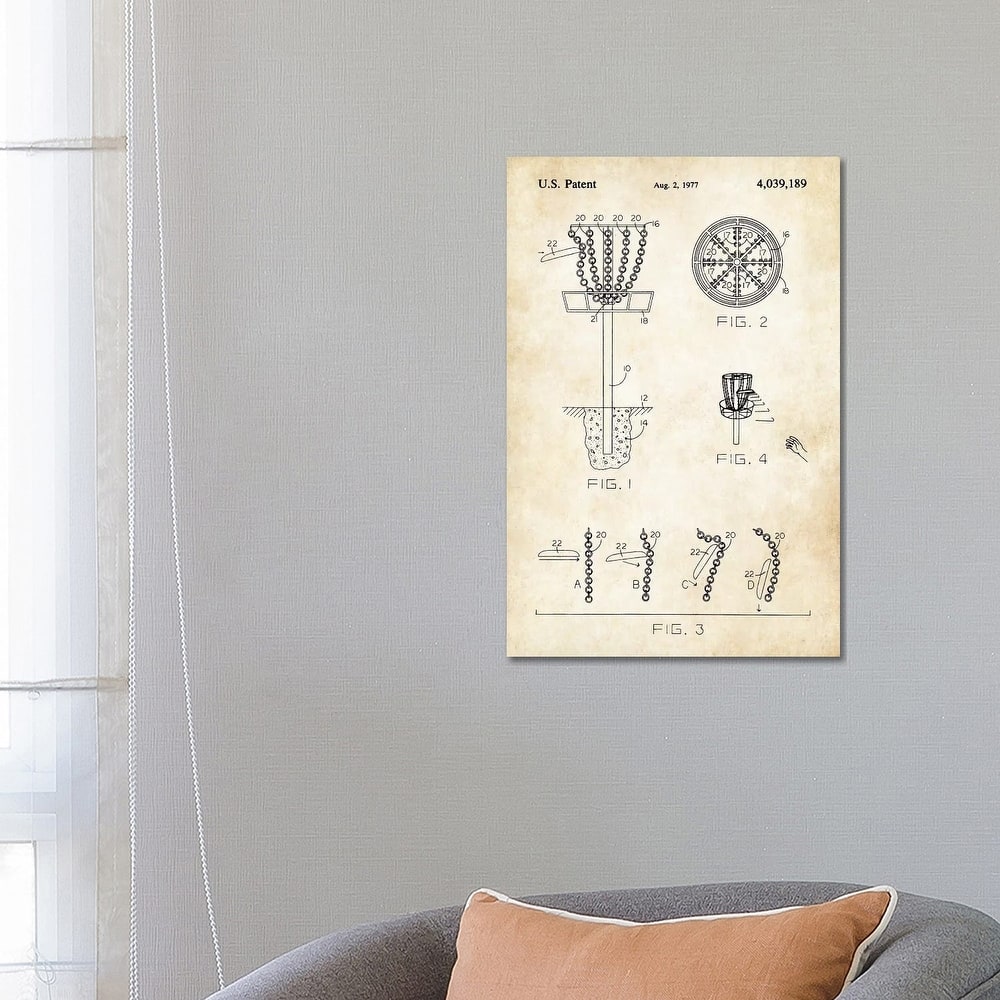 iCanvas "Frisbee Disc Golf Goal" by Patent77 Canvas Print